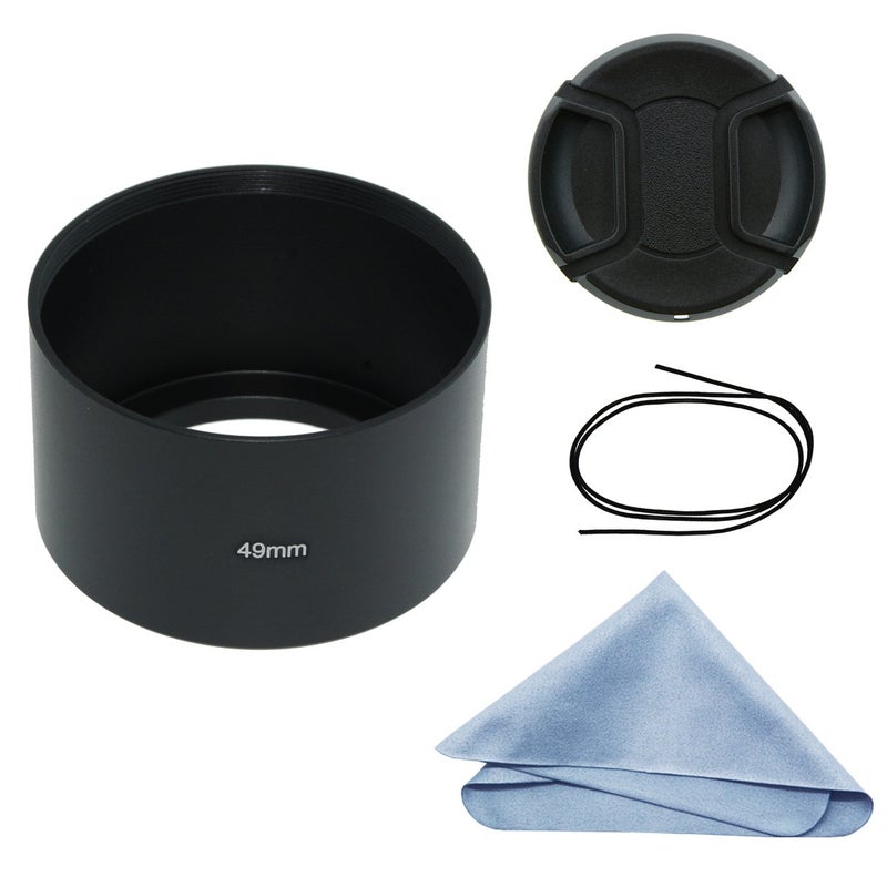 SIOTI 49mm Lens Hood, Oxidation Matte Anti Reflective Treatment, Aluminum Alloy, with 1 * 58mm Lens Cap, Compatible with Sony/Canon/Nikon/Fuji etc >85mm Camera Lens - Image 1